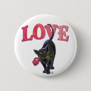 Black Cat Valentine's Day 6 Cm Round Badge
