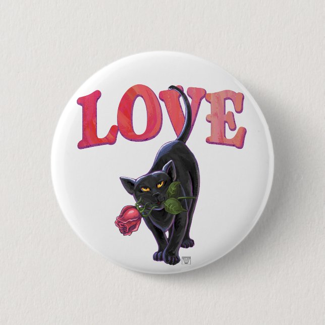 Black Cat Valentine's Day 6 Cm Round Badge (Front)