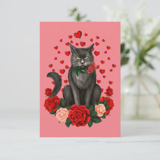 Black Cat Valentines Day Boys Girls Official Teena Card