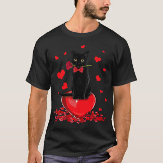 Black Cat Valentines Day  Boys Girls Valentine Gif T-Shirt