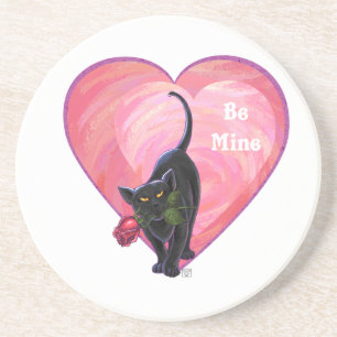 Black Cat Valentine's Day Coaster