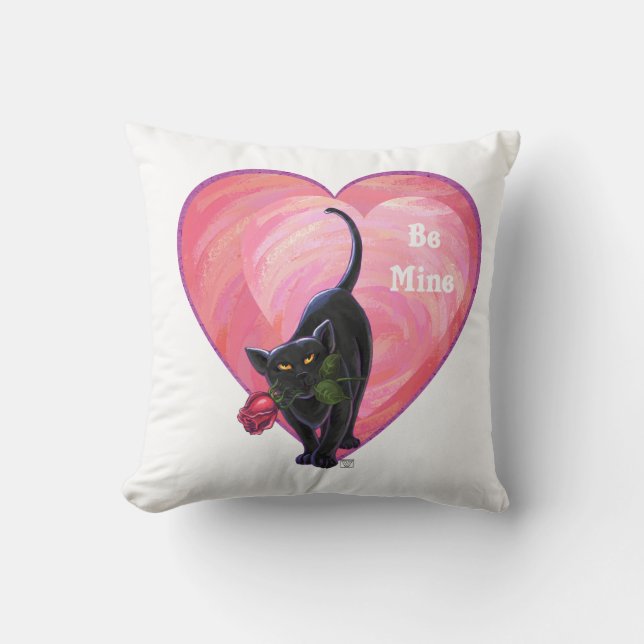 Black Cat Valentine's Day Cushion (Front)