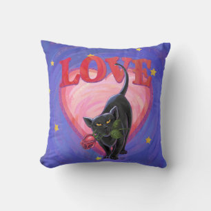 Black Cat Valentine's Day Cushion