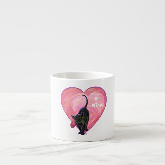 Black Cat Valentine's Day Espresso Cup (Front)