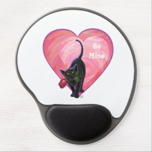 Black Cat Valentine's Day Gel Mouse Pad