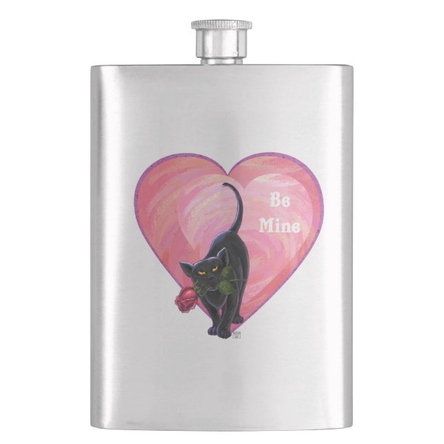 Black Cat Valentine's Day Hip Flask (Front)