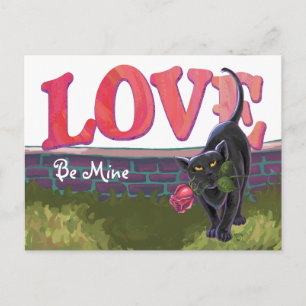 Black Cat Valentine's Day Holiday Postcard