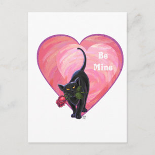 Black Cat Valentine's Day Holiday Postcard
