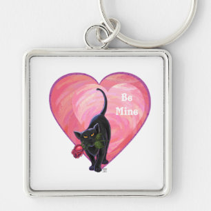 Black Cat Valentine's Day Key Ring