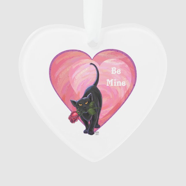 Black Cat Valentine's Day Ornament (Front)