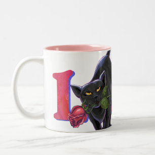 Black Cat Valentine's Day Two-Tone Coffee Mug