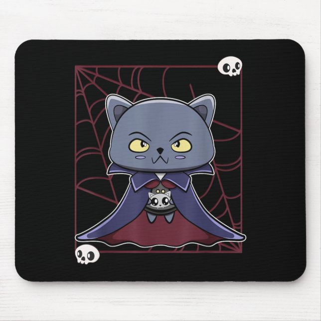 Black Cat Vampire Dracula And Monster Item For Mouse Pad (Front)