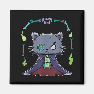 Black Cat Vampire Dracula And Teddy Bear For Magnet