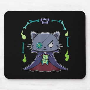 Black Cat Vampire Dracula And Teddy Bear For Mouse Pad