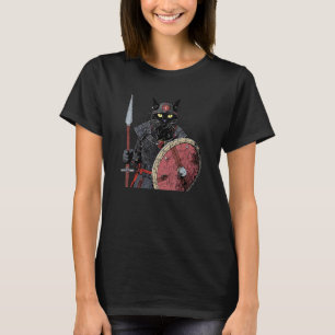 Black Cat Viking Funny Pet Mediaeval T-Shirt