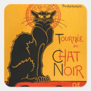 Black Cat Vintage Halloween Steinlen Poster Square Sticker