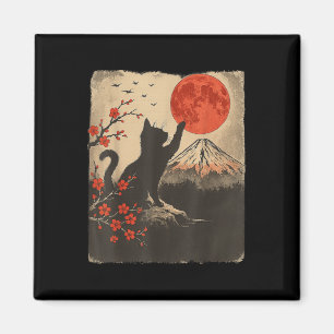 Black Cat Vintage Retro Japan Art Japanese Theme G Magnet