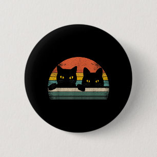 Black Cat Vintage Retro Style - Cats Lover Gift 6 Cm Round Badge
