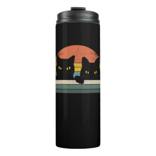 Black Cat Vintage Retro Style - Cats Lover Gift Thermal Tumbler