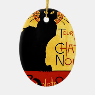 Black Cat Vintage Tournée du Chat Noir, Theophile Ceramic Tree Decoration