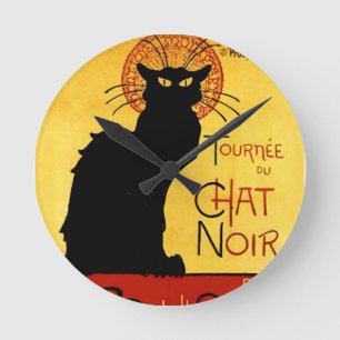 Black Cat Vintage Tournée du Chat Noir, Theophile Round Clock