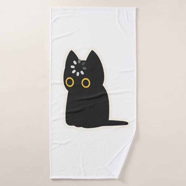 Black Cat Void Loading Cute Silly Funny Animal Lov Bath Towel (Bath Towel)