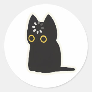Black Cat Void Loading Cute Silly Funny Animal Lov Classic Round Sticker
