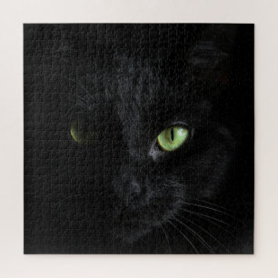 Black Cat w/ Green Eyes Jigsaw Puzzle