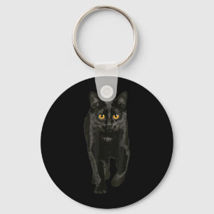 Black Cat Walking Kitten Kitty Halloween y Men Key Ring