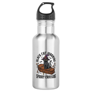 Black Cat Warning Vintage Halloween Witch Cat_1 532 Ml Water Bottle
