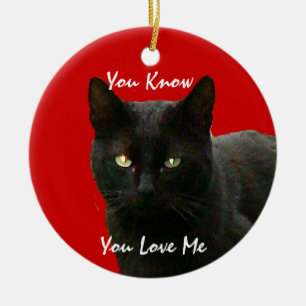 Black Cat Watching Ceramic Tree Decoration