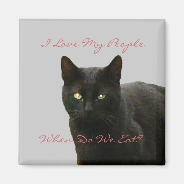 Black Cat Watching Magnet (Front)