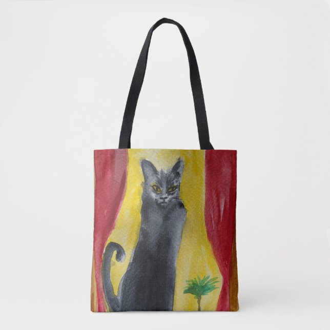 Black Cat Watercolor art  Tote Bag (Front)