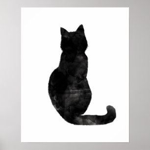 Black Cat Watercolor Minimal Modern Simple Poster