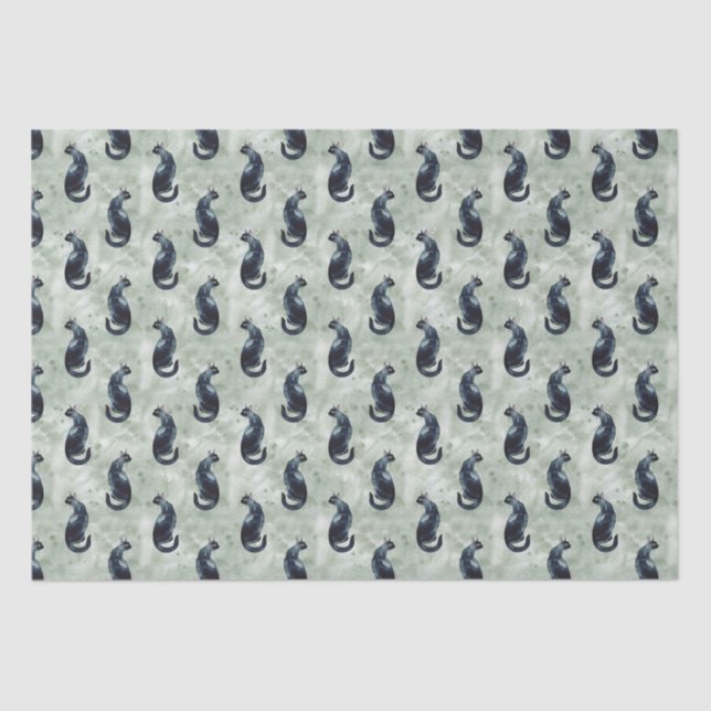Black Cat Watercolor Tissue Paper (Front)