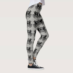 Black Cat Web Moon Witch running jogging comfy Leggings