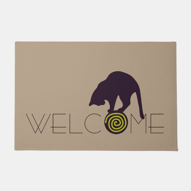 Black Cat Welcome Doormat (Front)