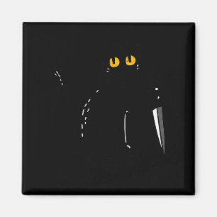 Black Cat What Knife Funny Murderous Halloween Pet Magnet