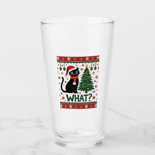 Black Cat What Pushing Christmas Tree Funny Cat Xm Glass