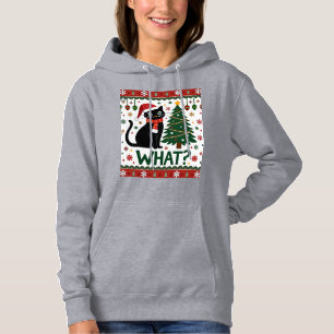 Black Cat What Pushing Christmas Tree Funny Cat Xm Hoodie