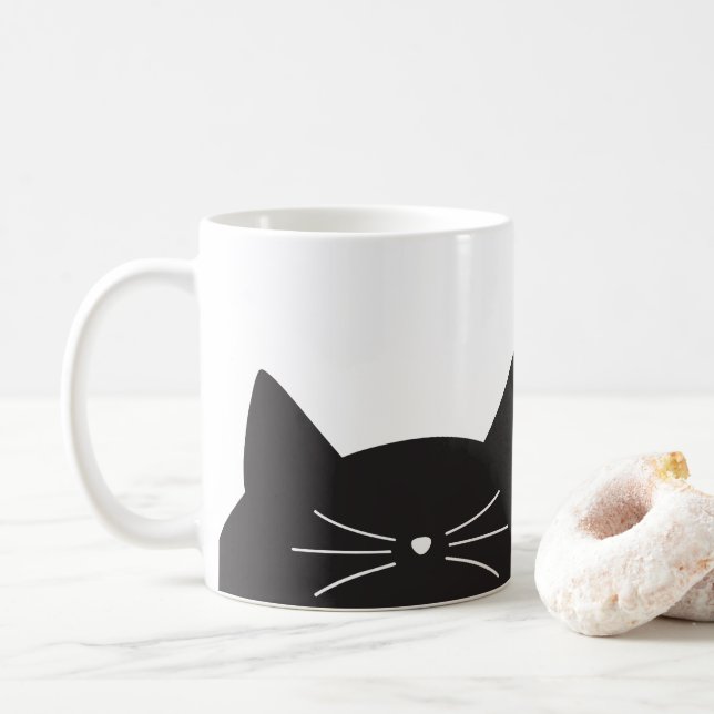 Black Cat, Whiskers and Tail Coffee Mug (With Donut)