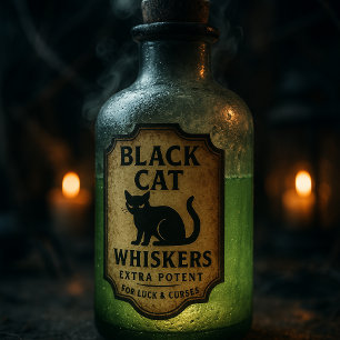 Black Cat Whiskers - Halloween Apothecary Label