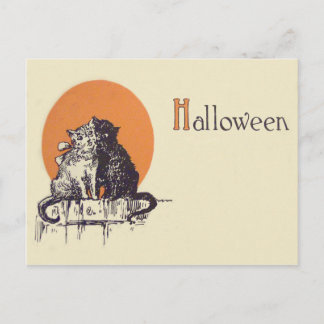 Black Cat White Cat Full Moon Romance Postcard