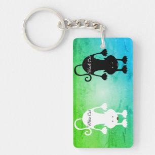 Black Cat White Cat Key Ring