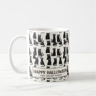 Black Cat white Halloween Coffee Mug