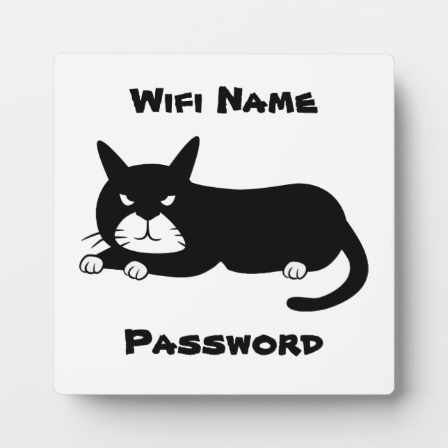 Black Cat Wifi Reminder Plaque (Front)