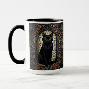 Black Cat William Morris Inspired Mug