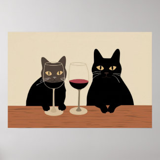 Black Cat Wine Lover  Poster