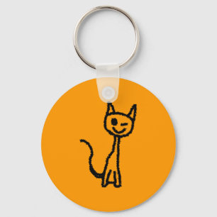 Black Cat, Winking. Key Ring