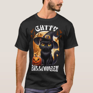Black Cat Witch Catty Halloween Black Cat T-Shirt